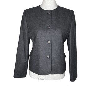 ADDENDA by Renown Women Wool Grey Button up Blazer Jacket